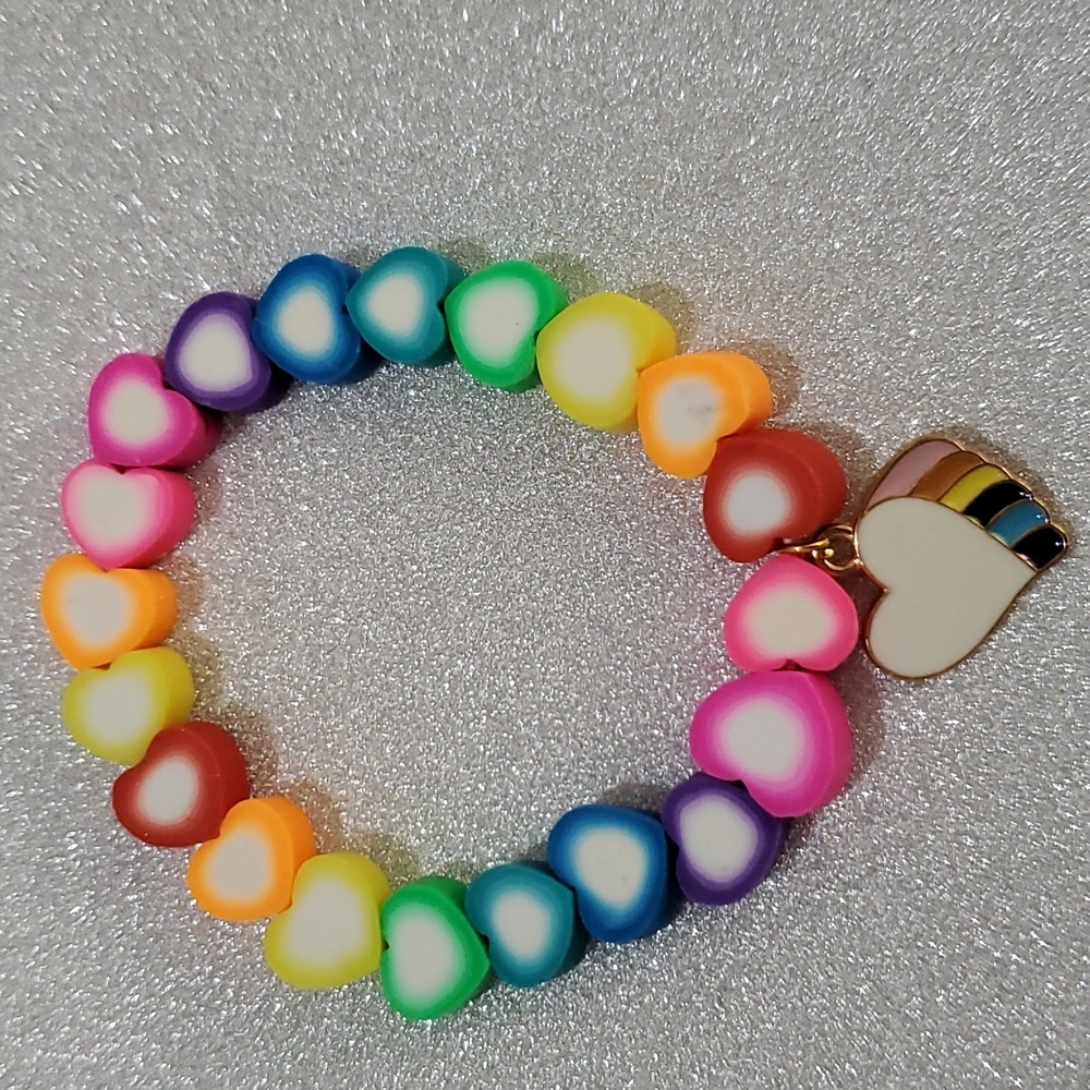 New Multicolor Girl-Women Bead Bracelet with Heart Accesory